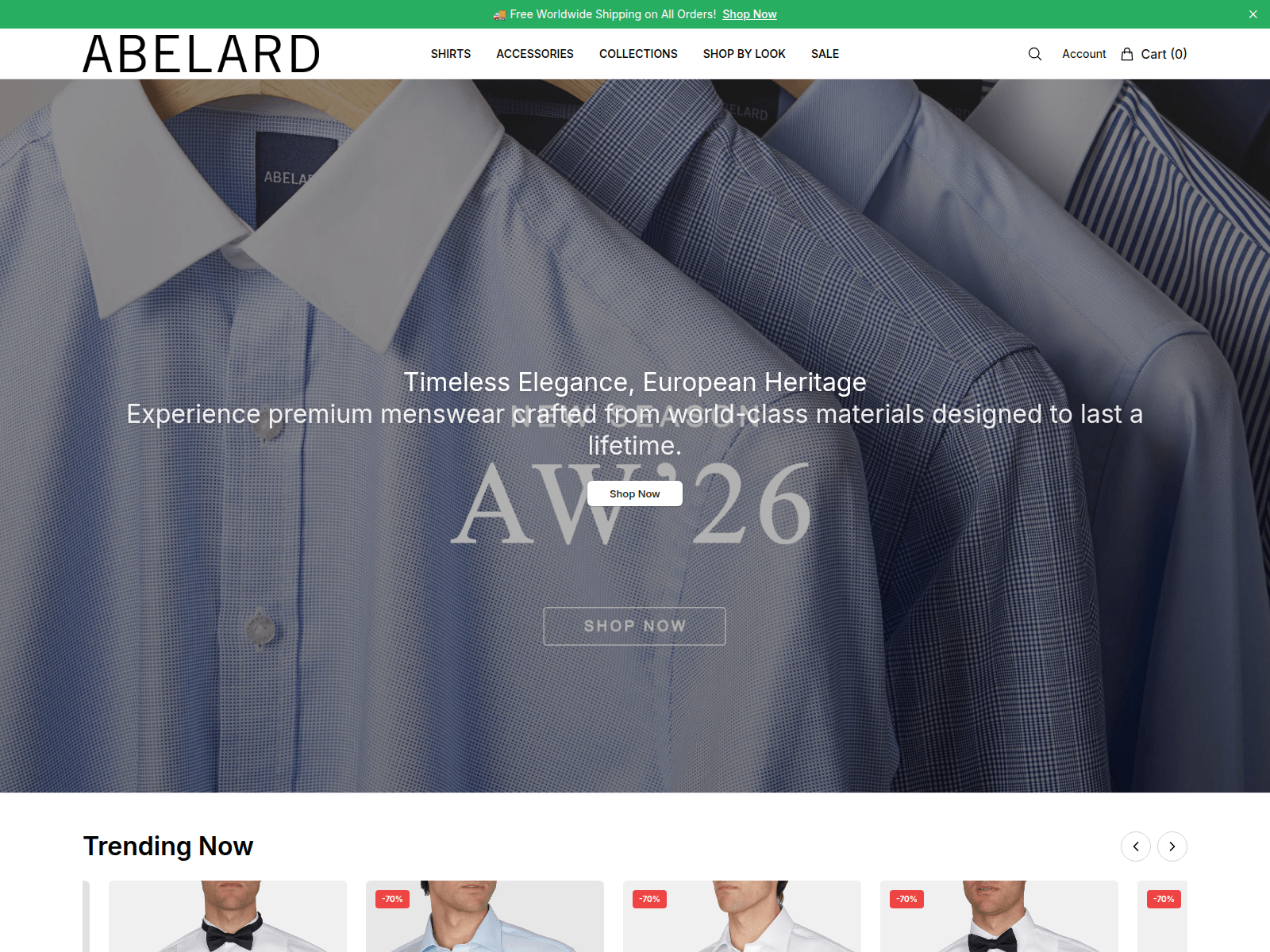 Screenshot of abelardshirtsonline.shop