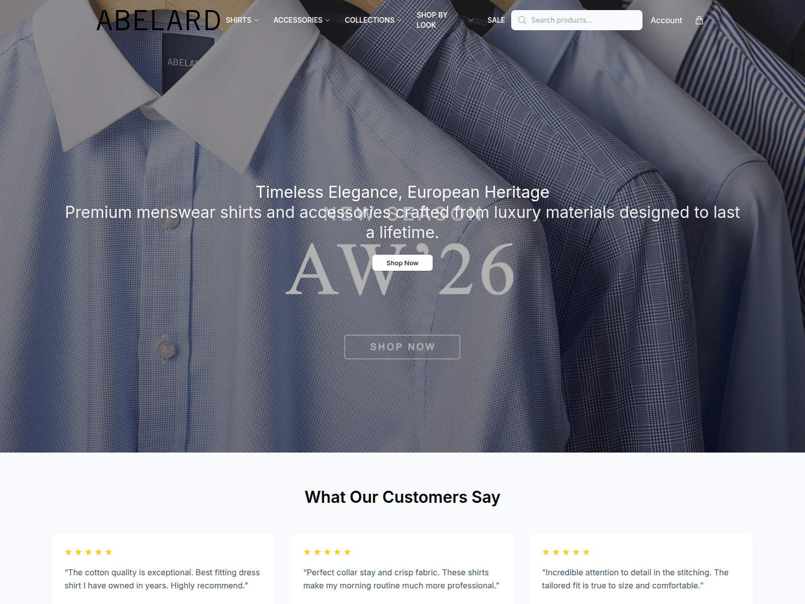 Screenshot of abelardshirtsstudio.shop