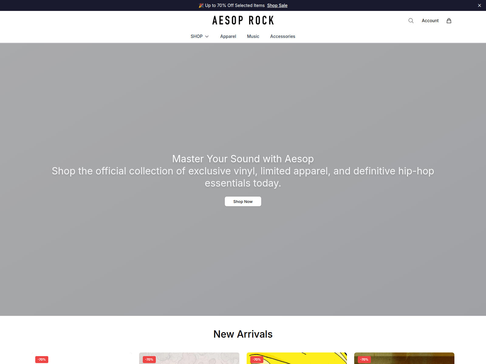 Screenshot of aesoprockstudio.shop