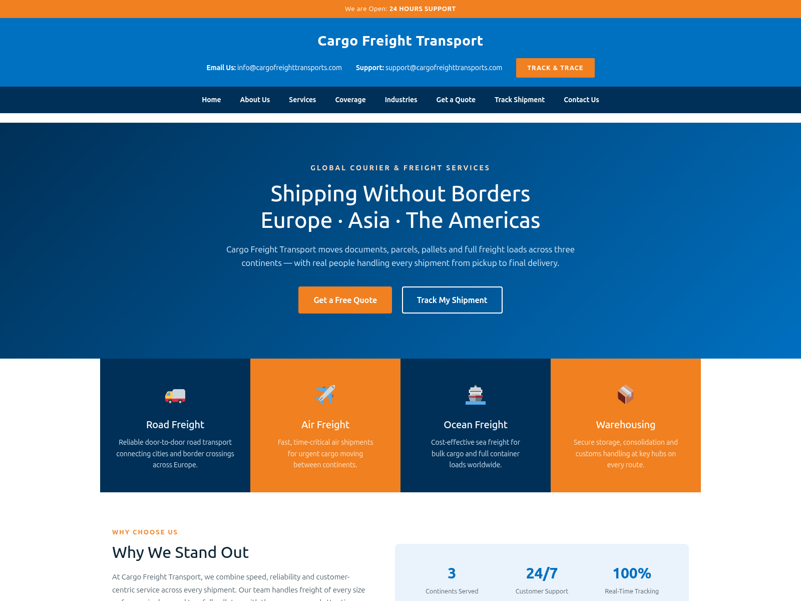 Screenshot of cargofreighttransports.com