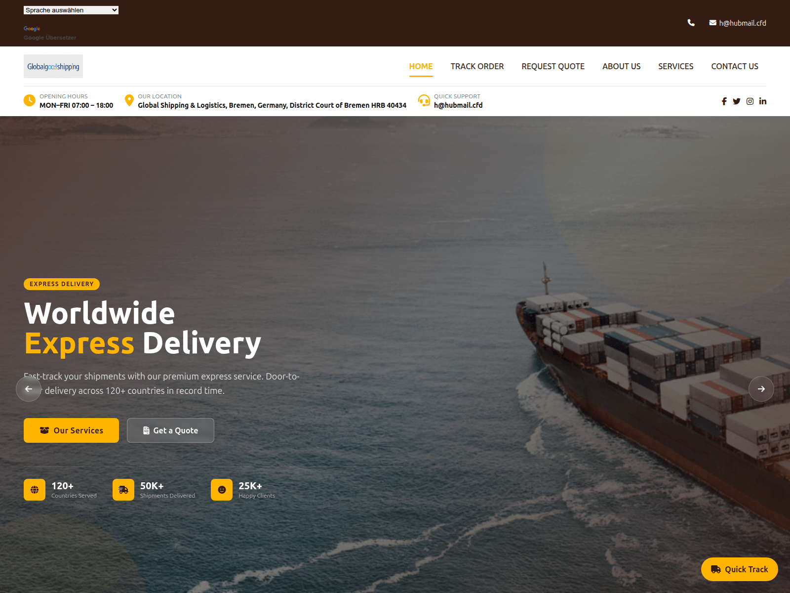 Screenshot of swiftcargopoint.com