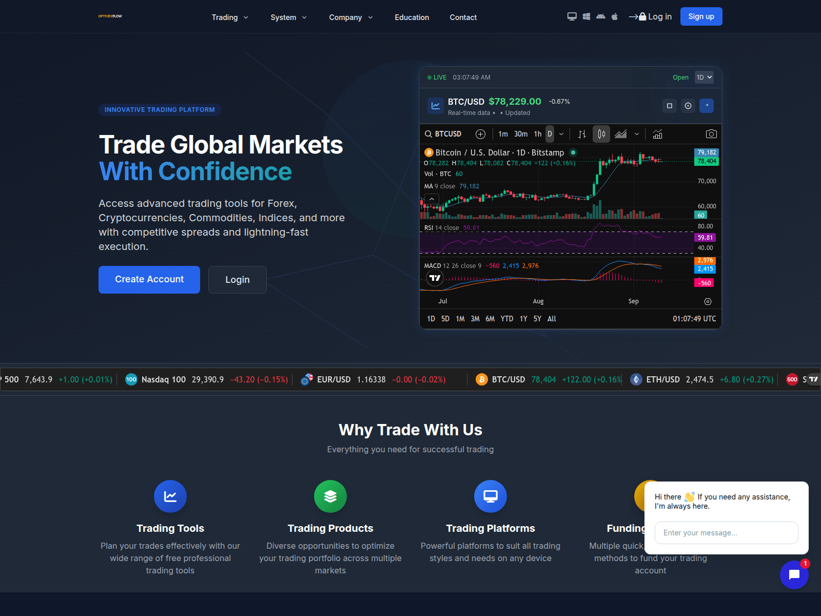 Screenshot di trade.optivexflow.com