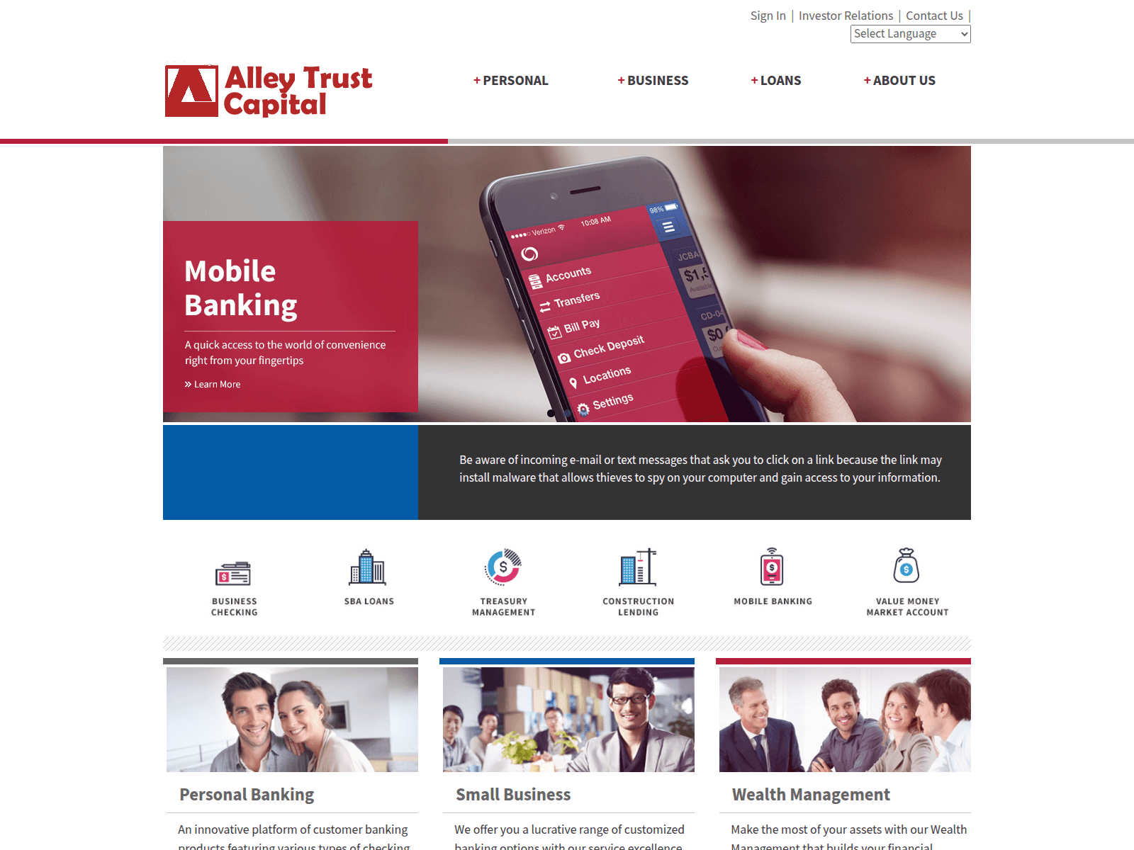 Screenshot of alleytrustcapital.com.onlinebarcb.com