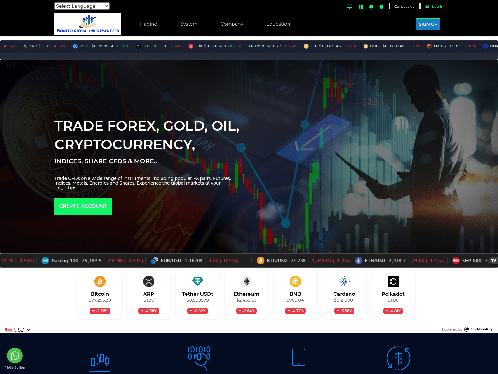 Screenshot of pioneersgloballimited.com