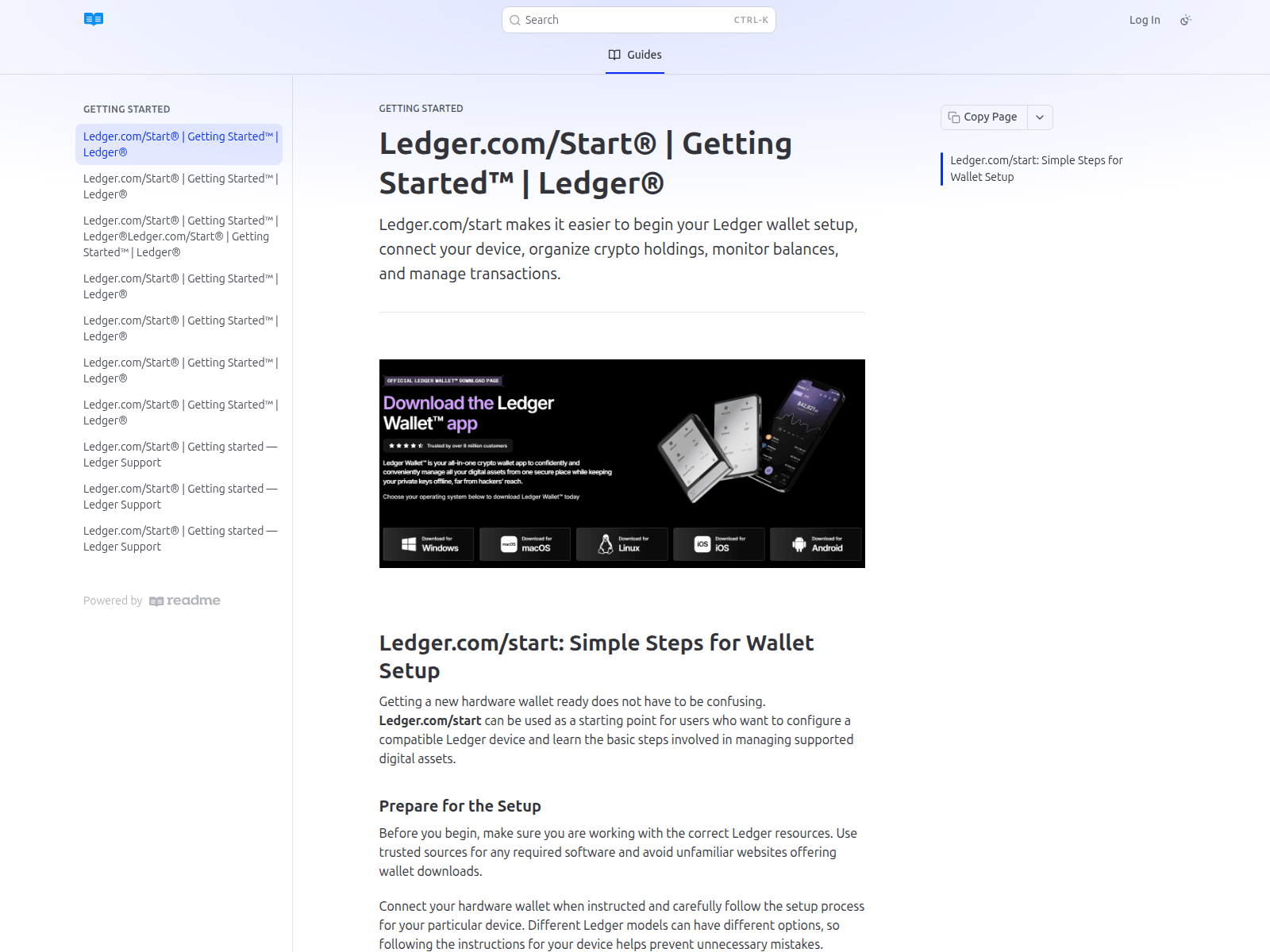 Screenshot of startcom-ledger.readme.io