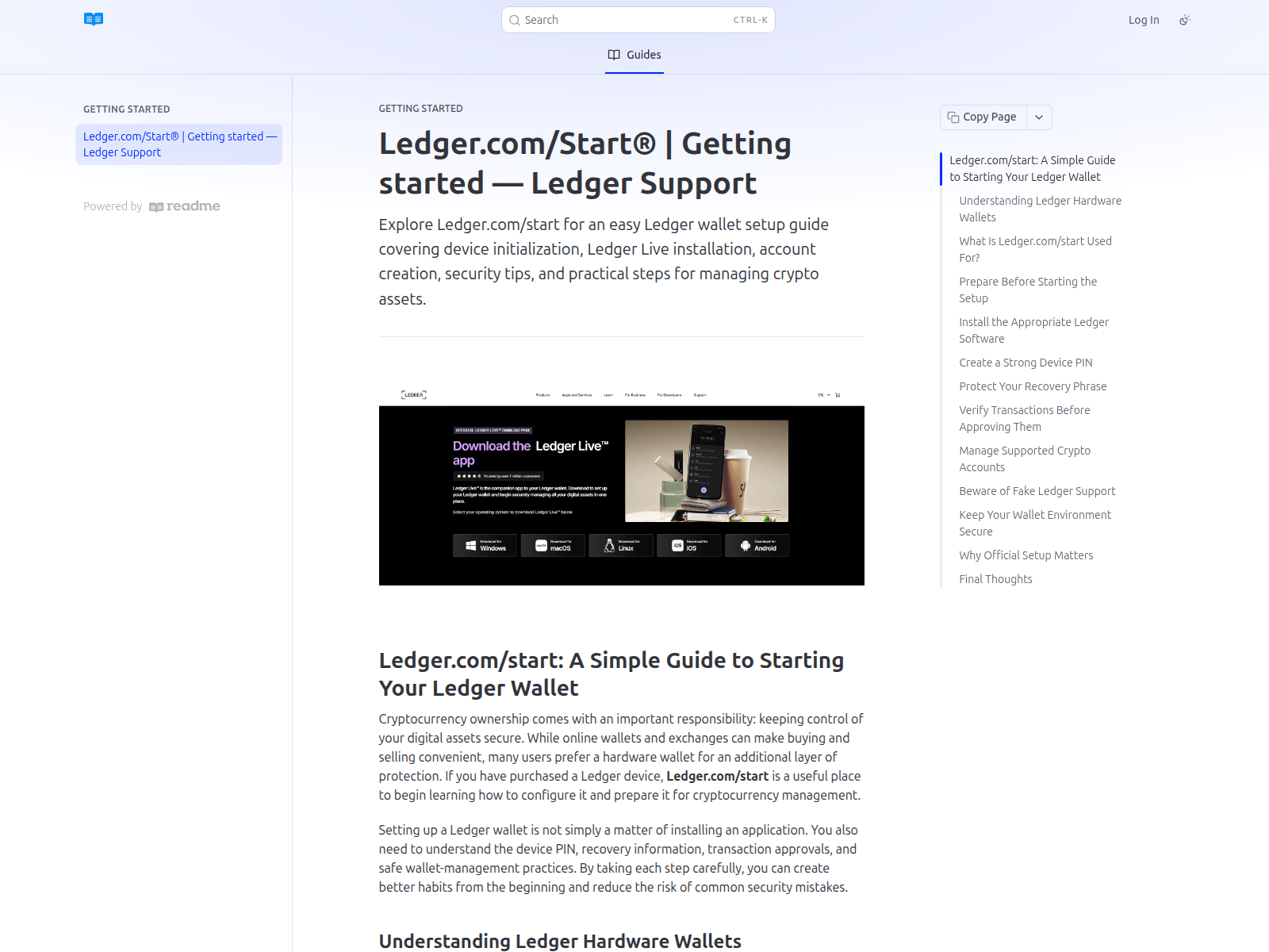 Screenshot of appledger.readme.io