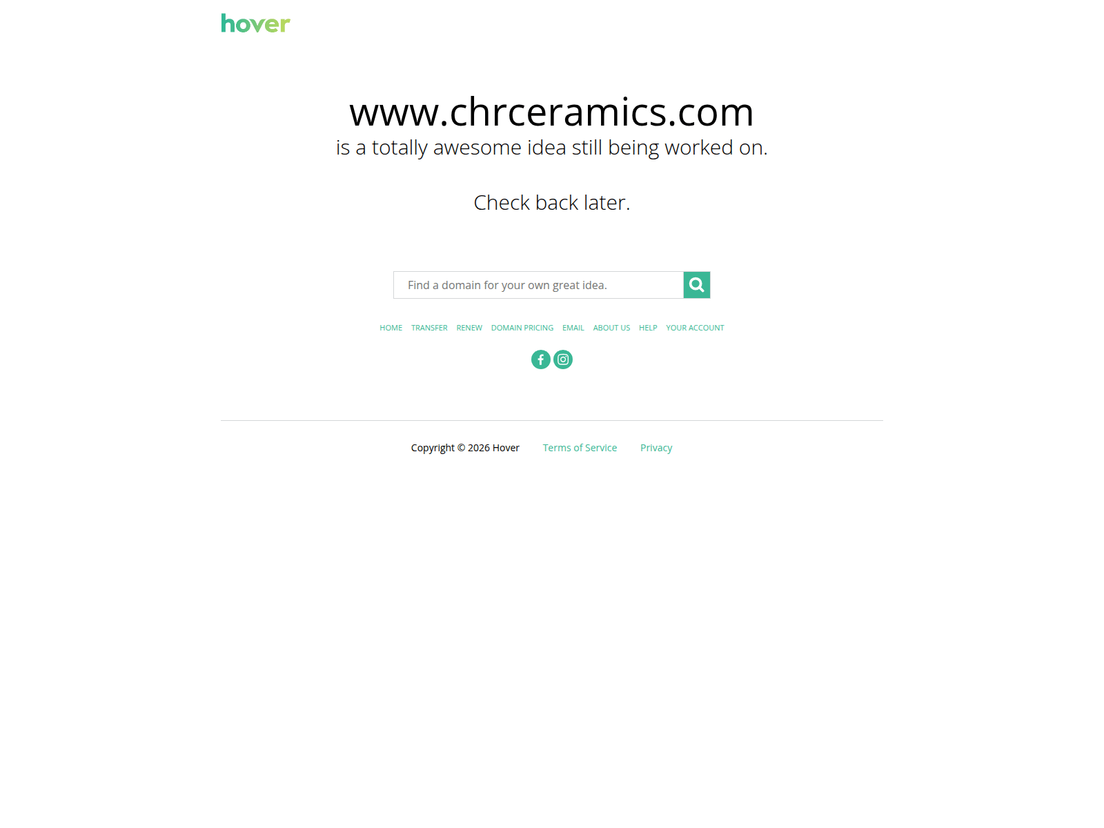 Screenshot of chrceramics.com