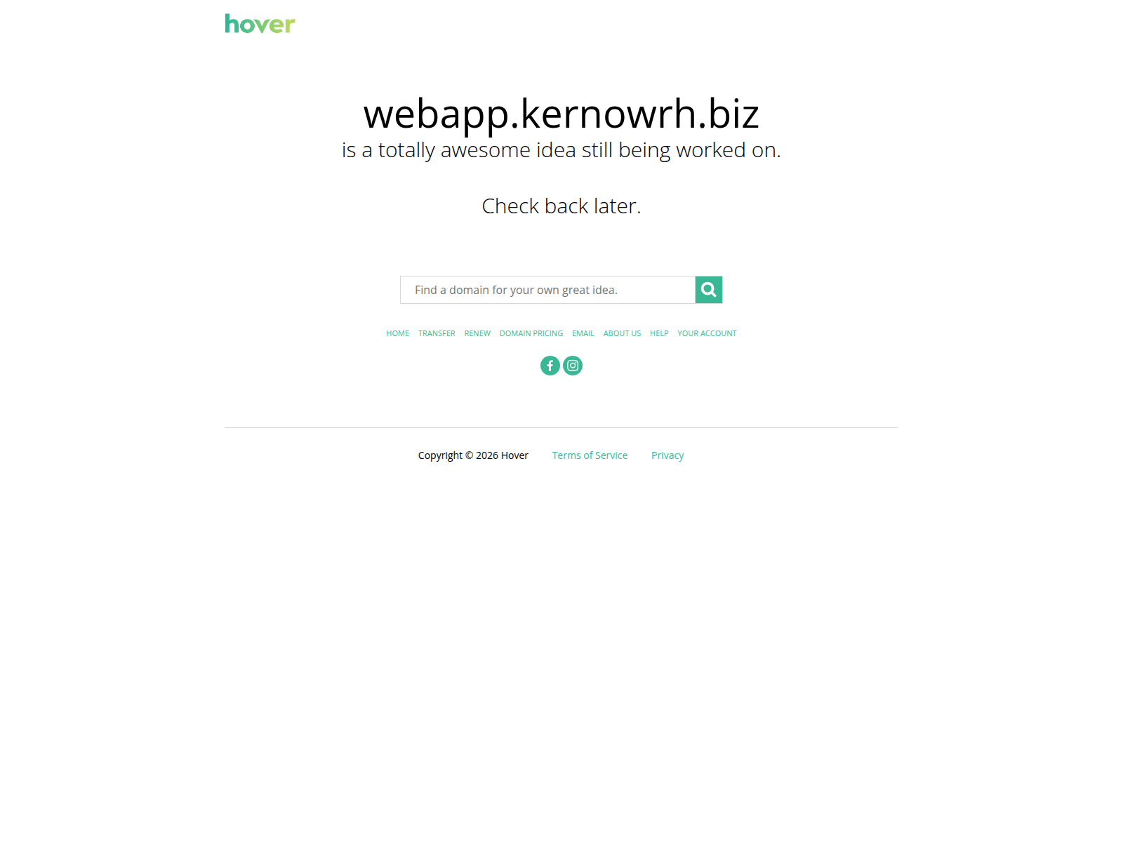 Screenshot of webapp.kernowrh.biz