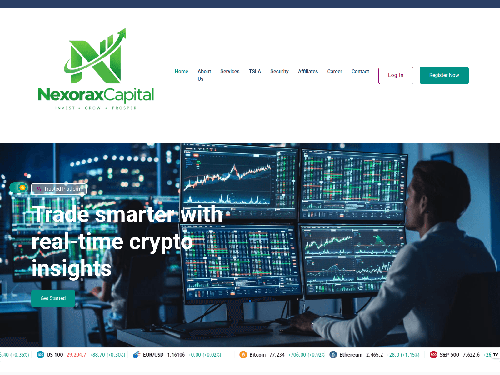 Скриншот сайта nexoraxcapital.xyz