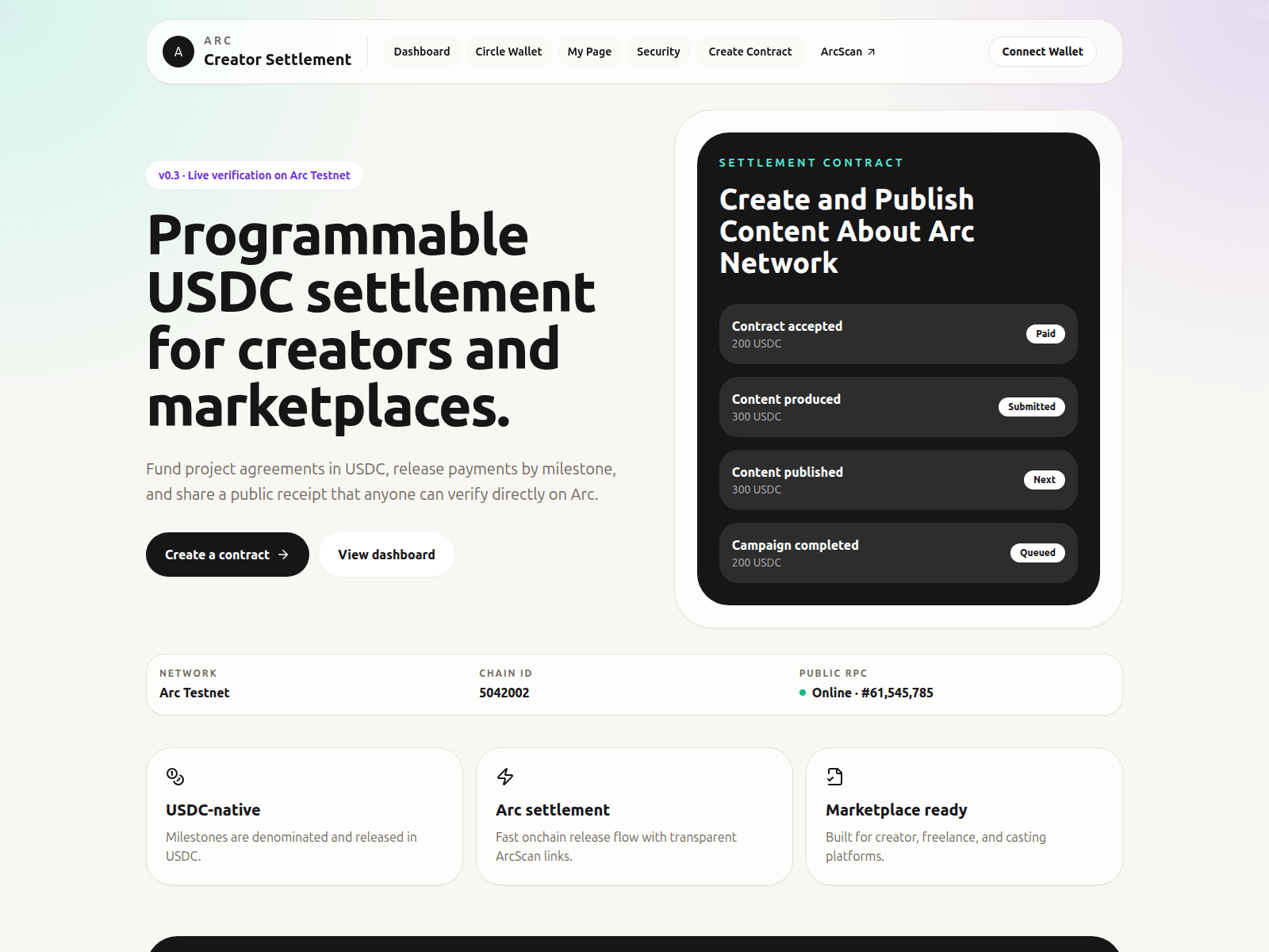 Captura de tela de creatorsettle.com