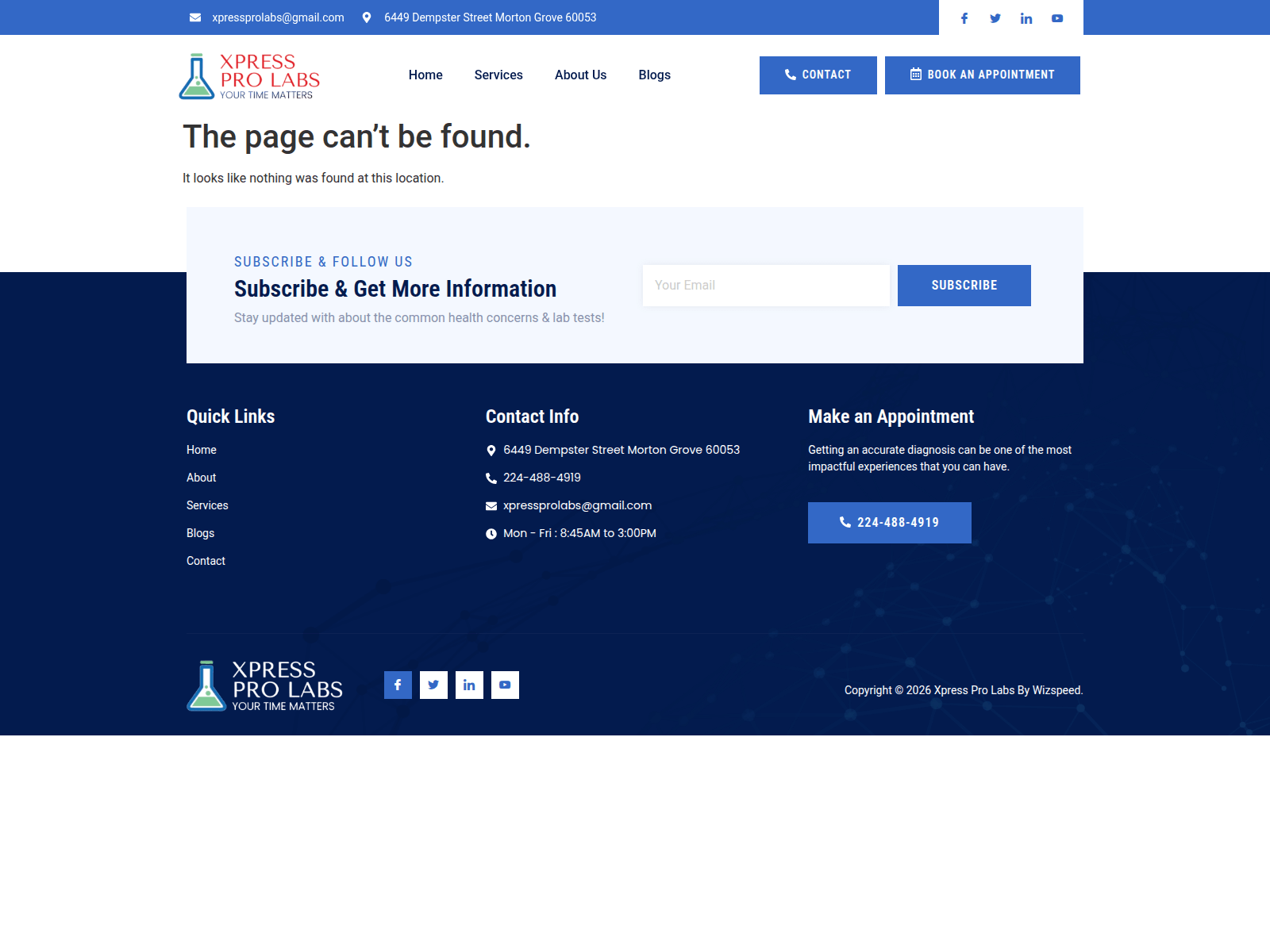 Знімок екрана xpressprolabs.com