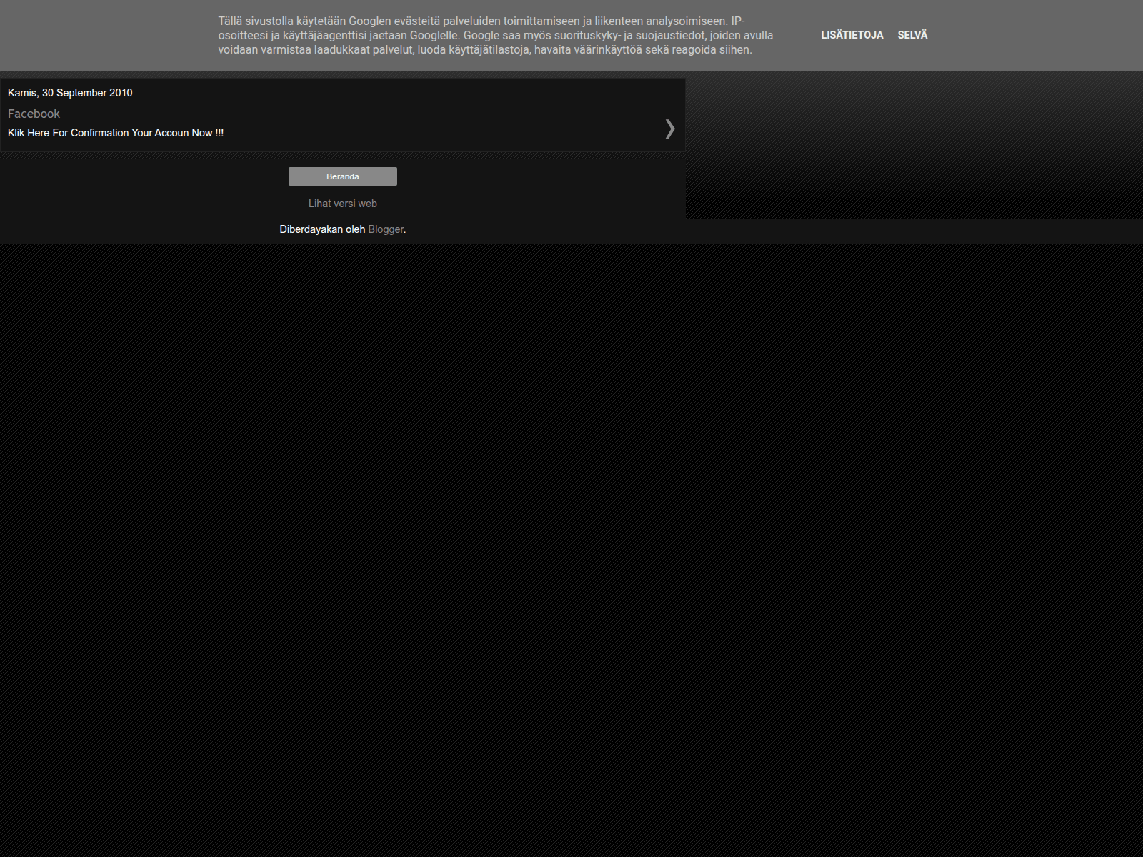 Screenshot of facebookconfirm.blogspot.com