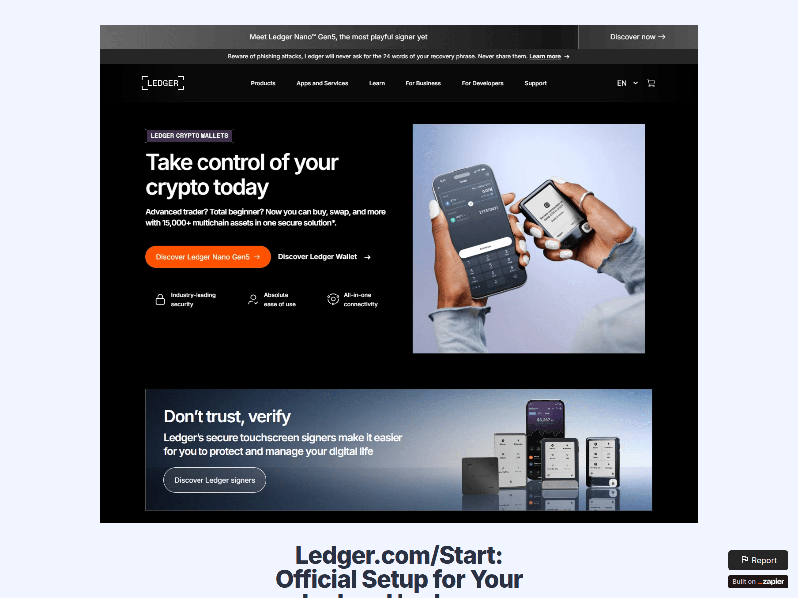 Screenshot of ledgeiostart.zapier.app