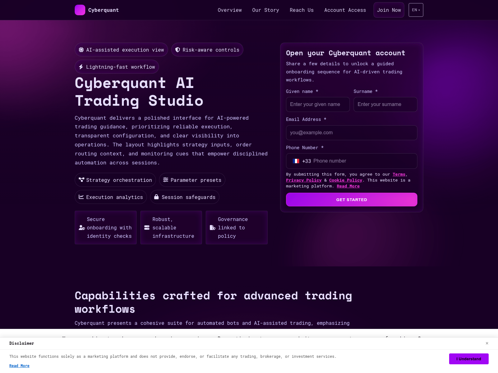 Captura de pantalla de cyberquant.pro