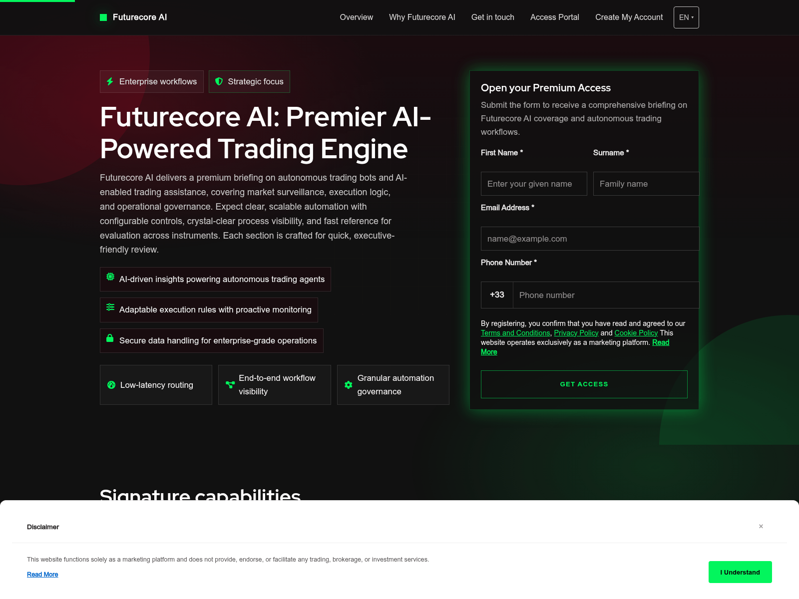 Screenshot of futurecoreai.click