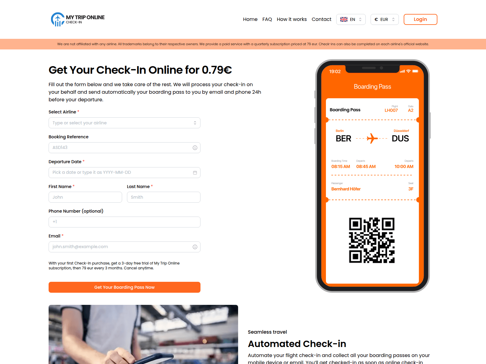 Screenshot of check-in.my-trip-online.com