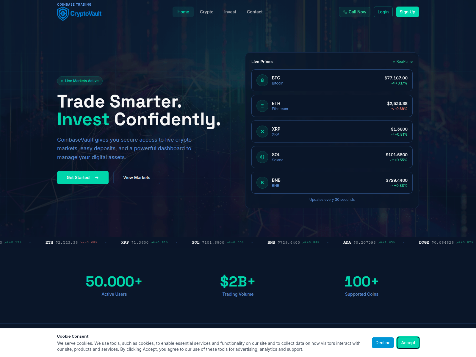 Знімок екрана coinbasetrading.com