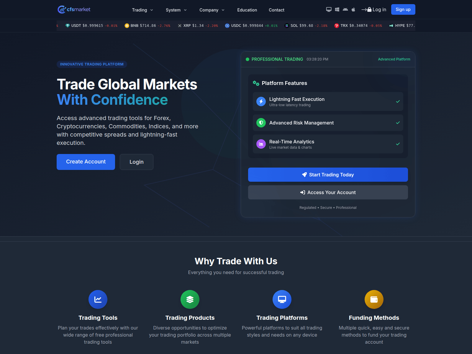 Screenshot of cfsmarket.trade