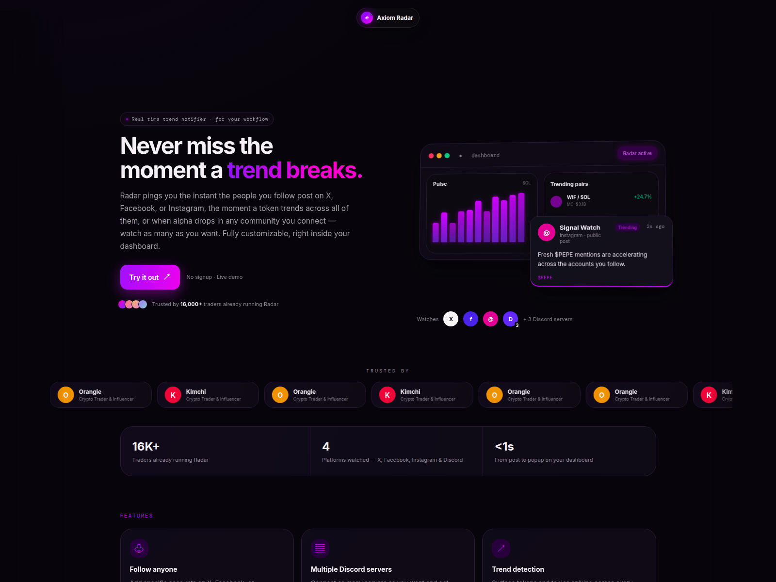 Screenshot of axiomradar.us