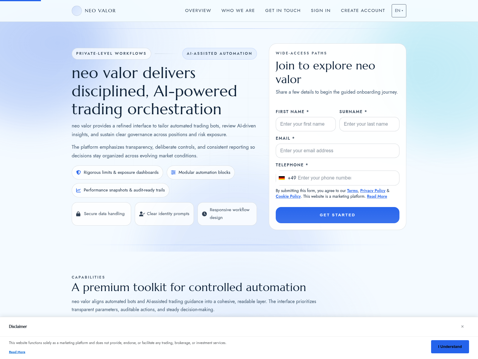 Screenshot of neovalor.digital