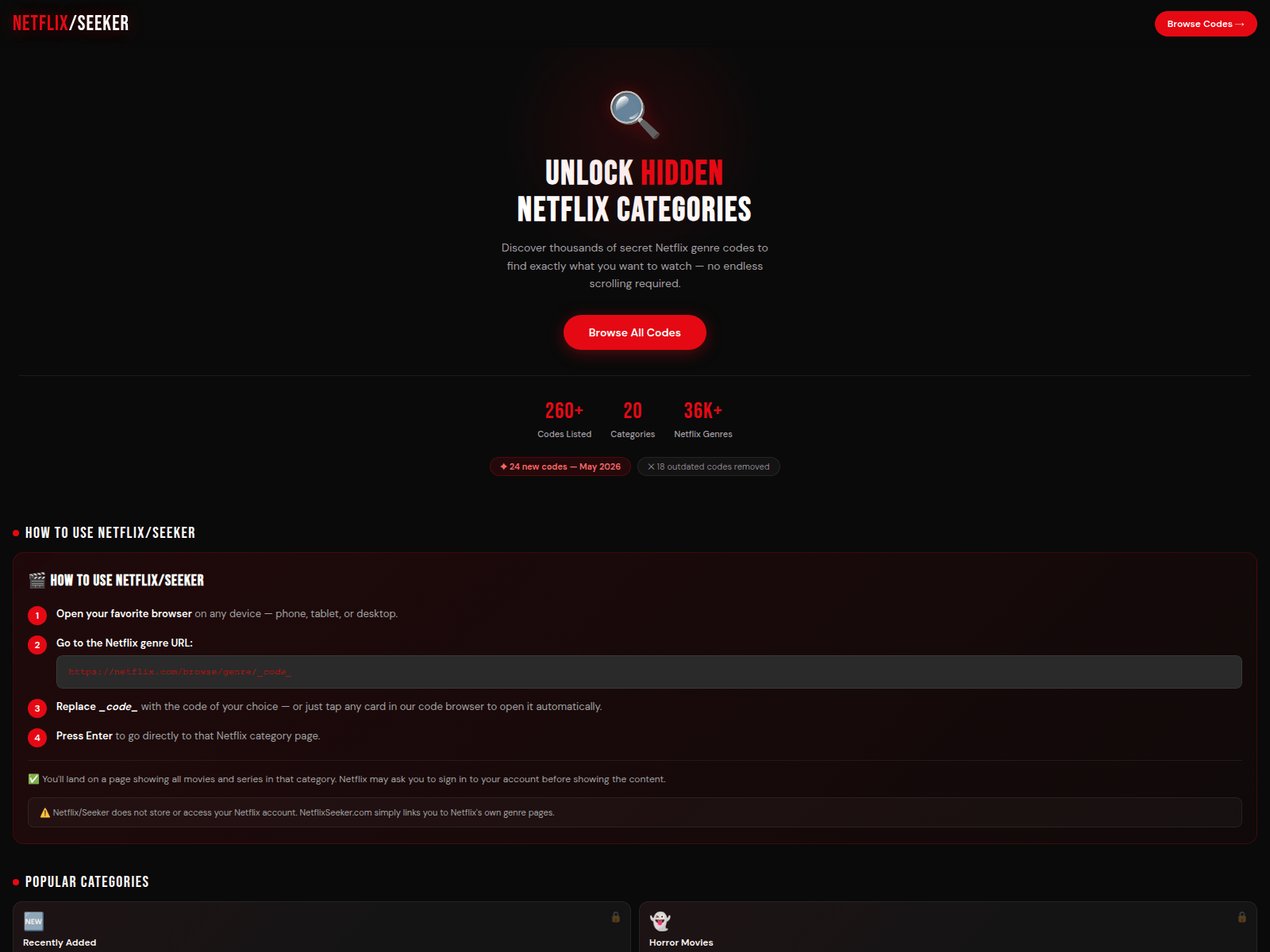 Screenshot of netflixseeker.com