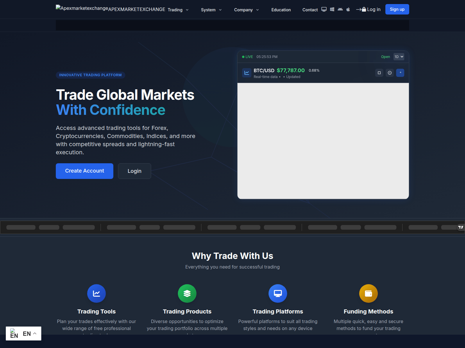 Screenshot of apexmarketexchange.com