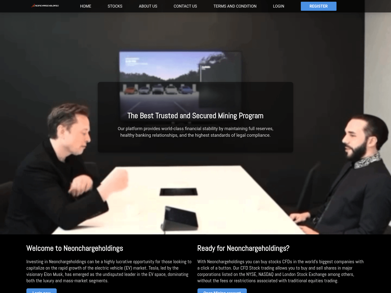 Screenshot of neonchargeholdings.com