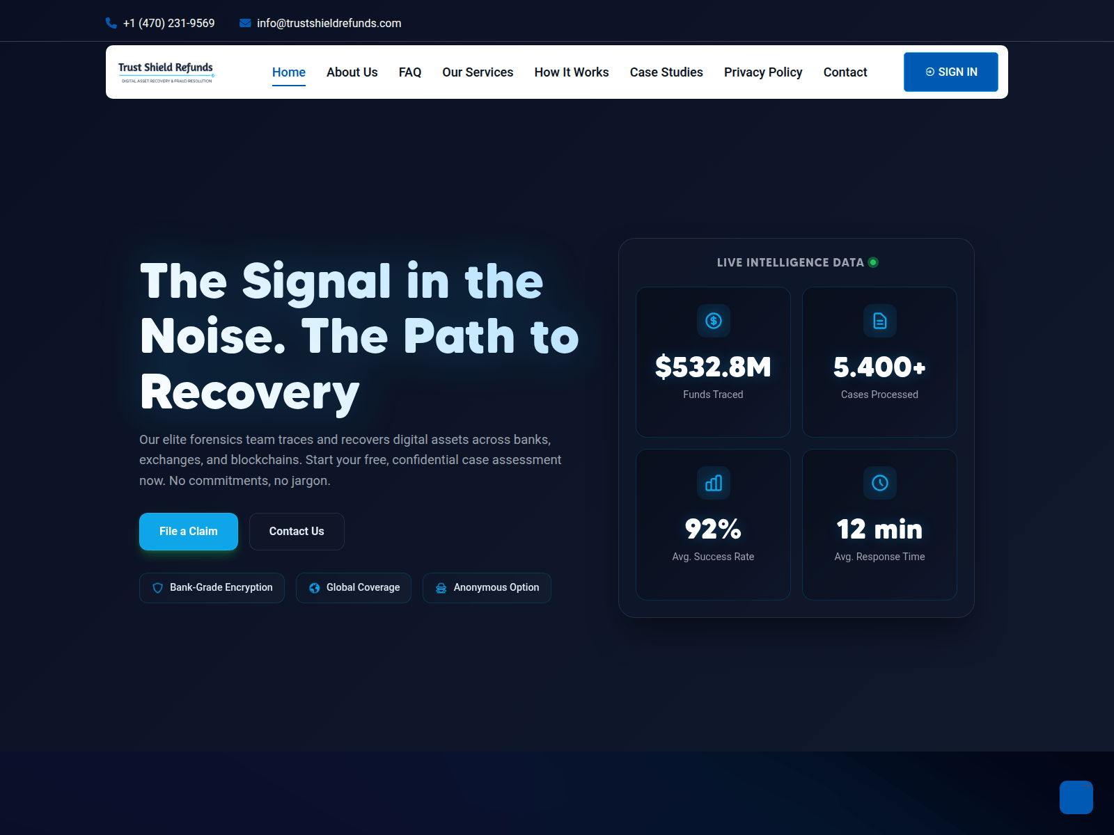 Screenshot of trustshieldrefunds.com