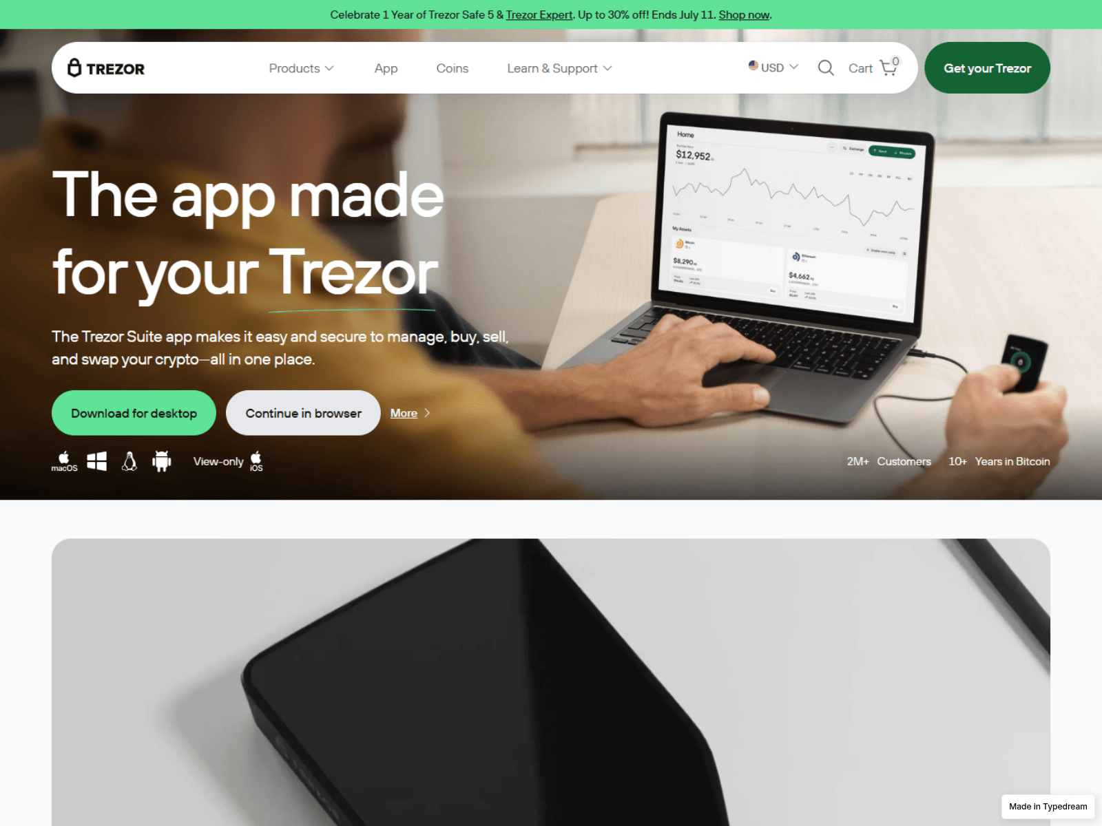 Screenshot of trezr-io-cloud-sso.typedream.app