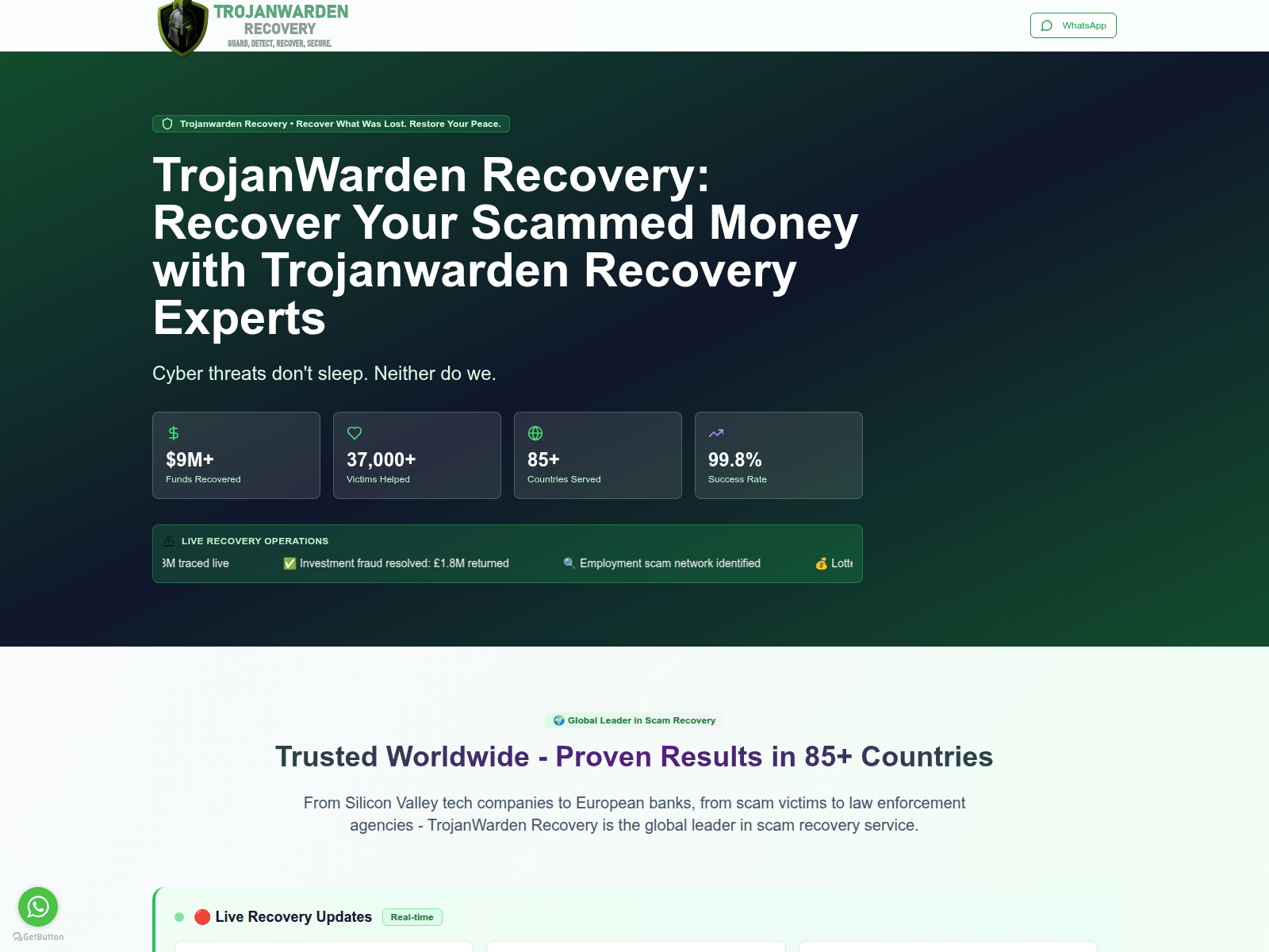 Screenshot of trojanwardenrecoverys.com