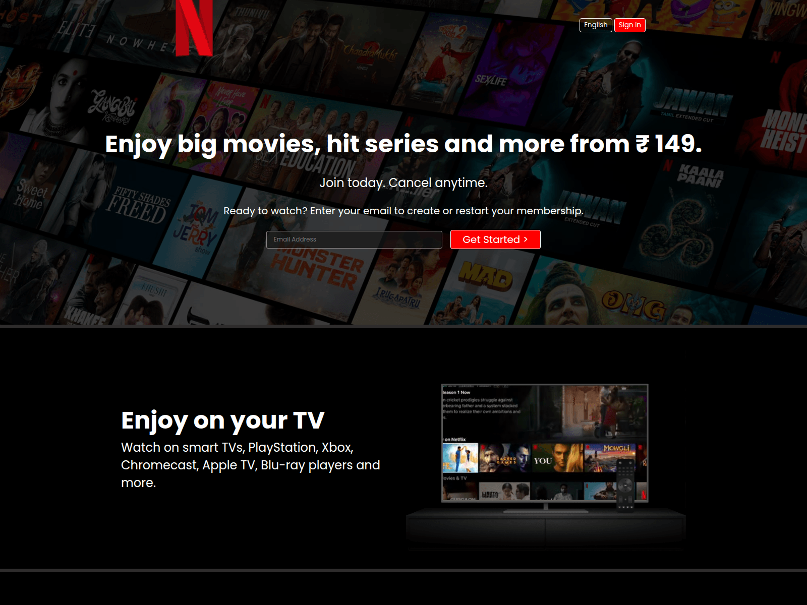 Screenshot of netflix.patelrudra.in