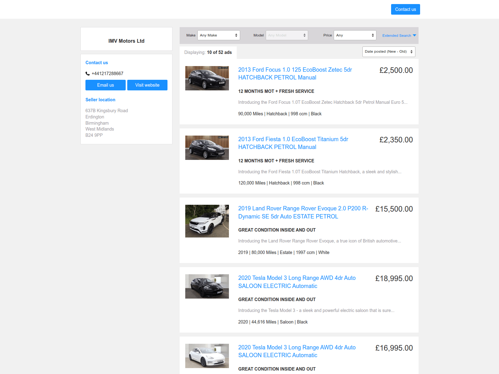Screenshot of showroom.ebaymotorspro.co.uk