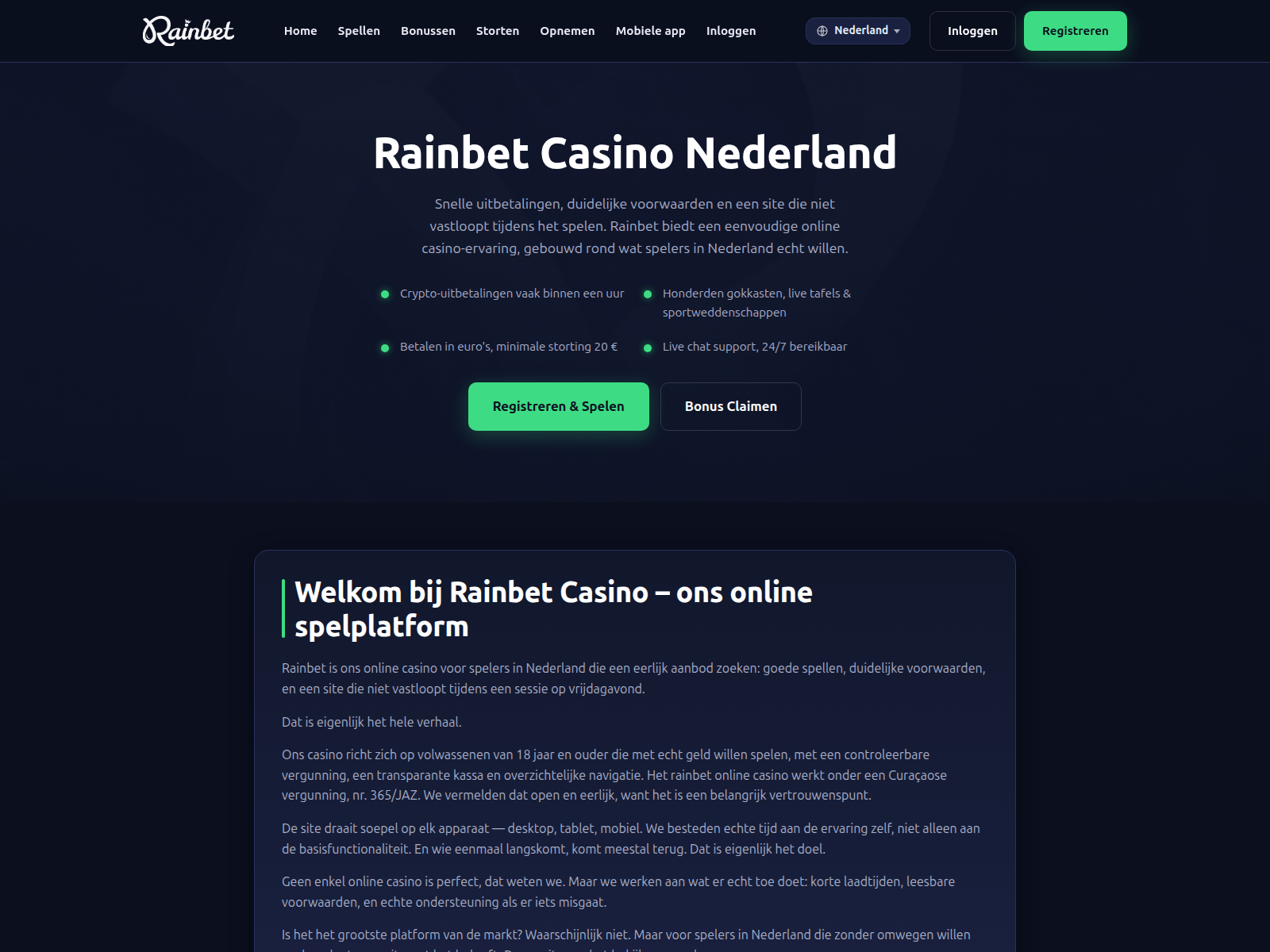 Screenshot of rainbetnl.nl
