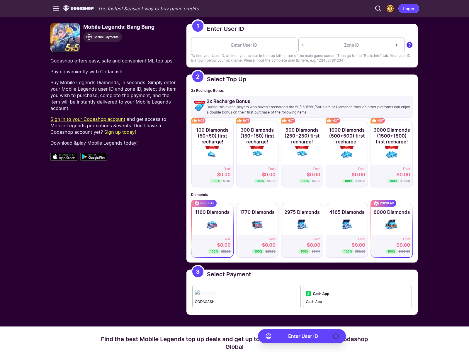 Screenshot of topup.en-coda.shop