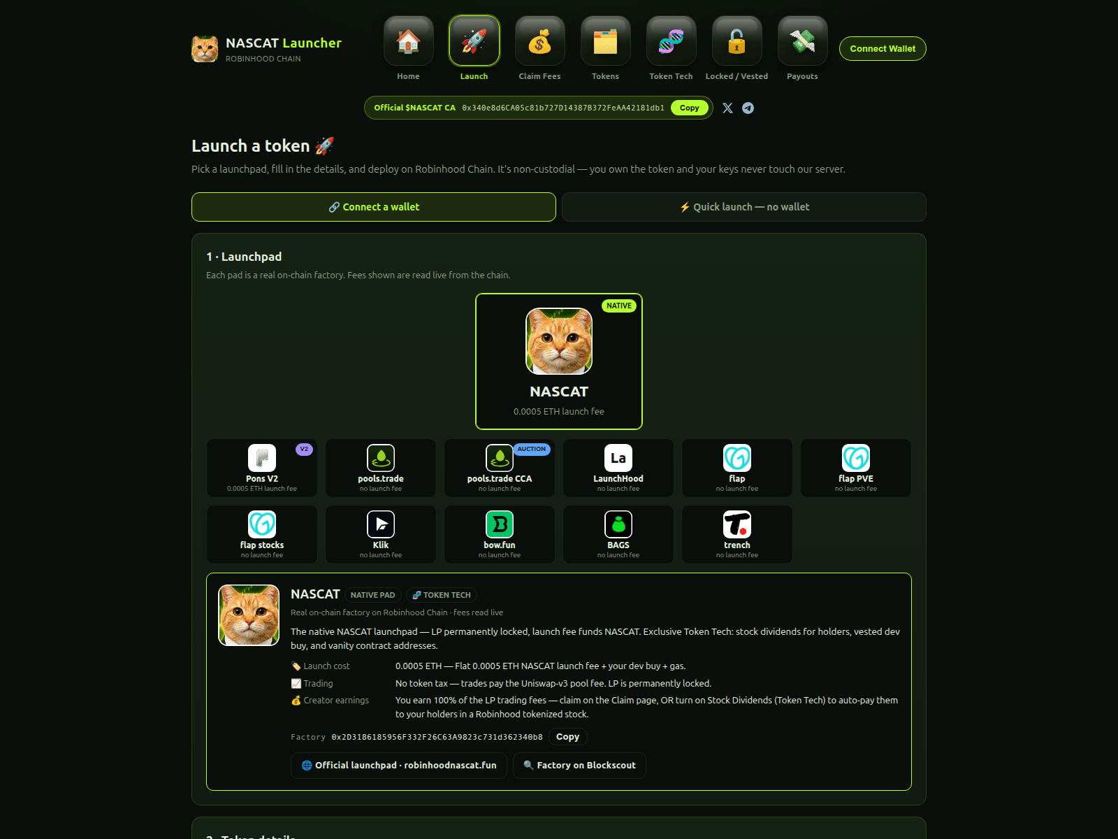 Screenshot of launcher.robinhoodnascat.fun