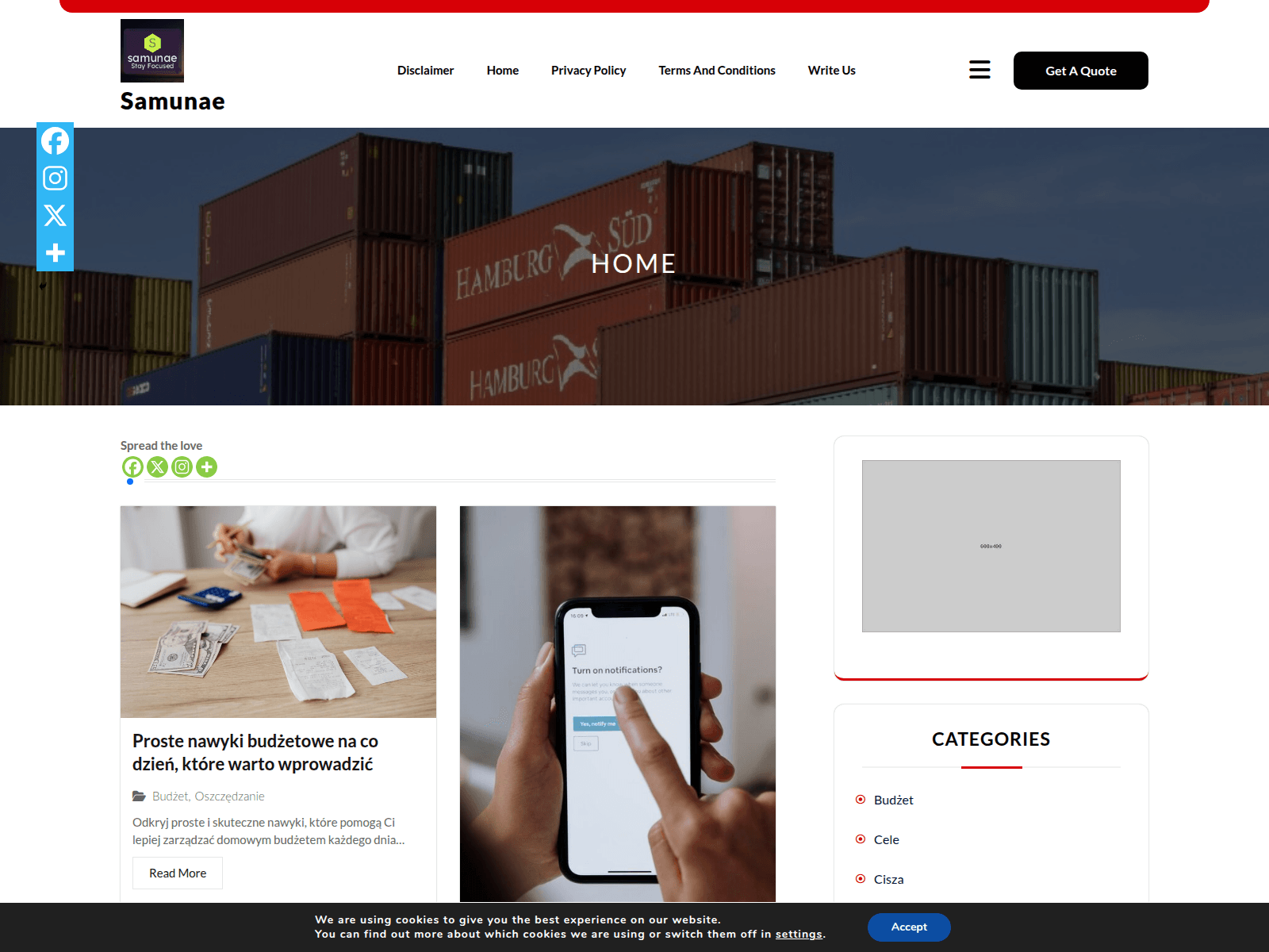 Screenshot of samunae.com