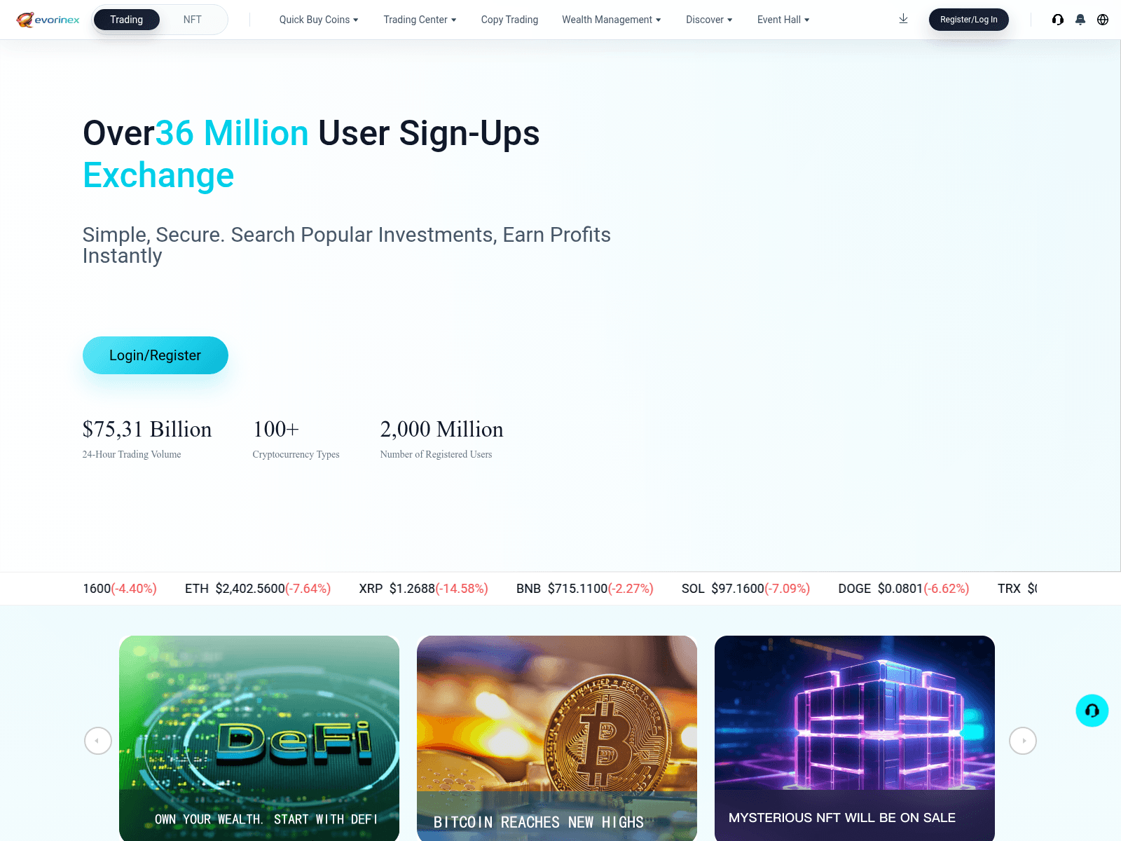 Screenshot of qevoex.com