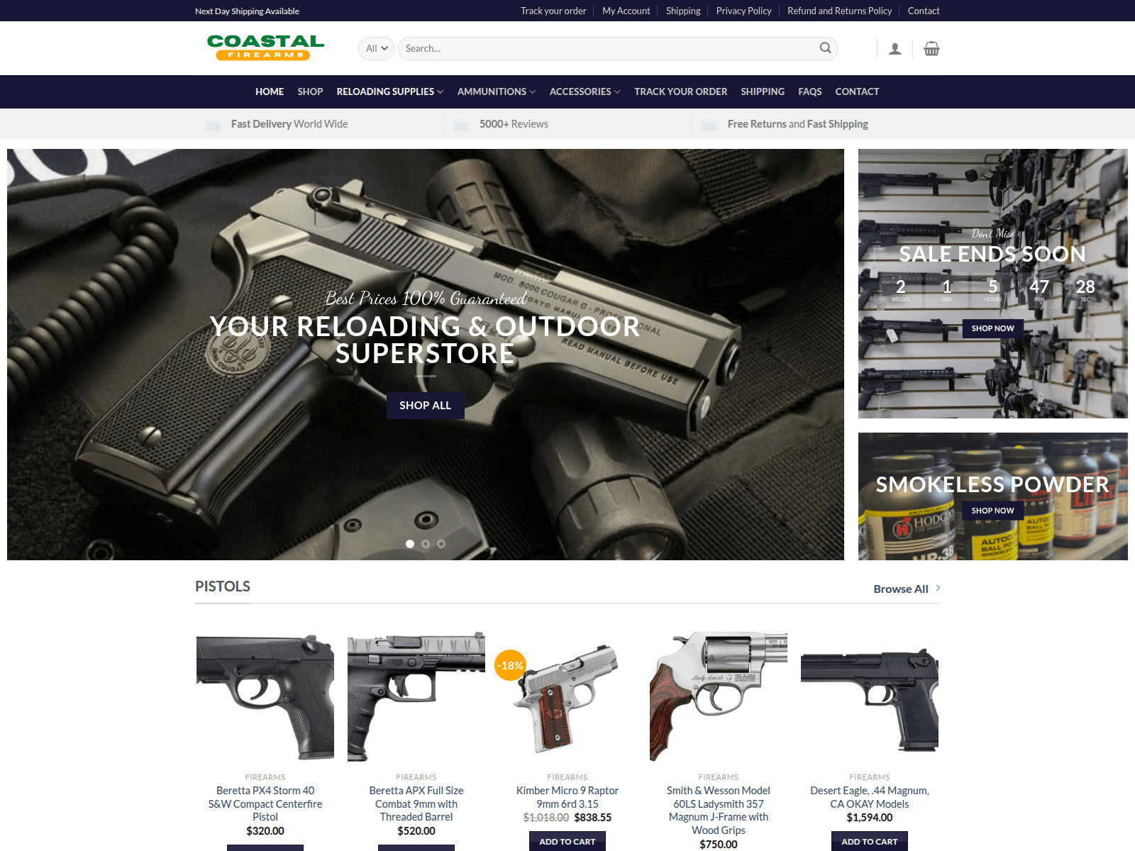 Screenshot of coastalfirearmshop.shop