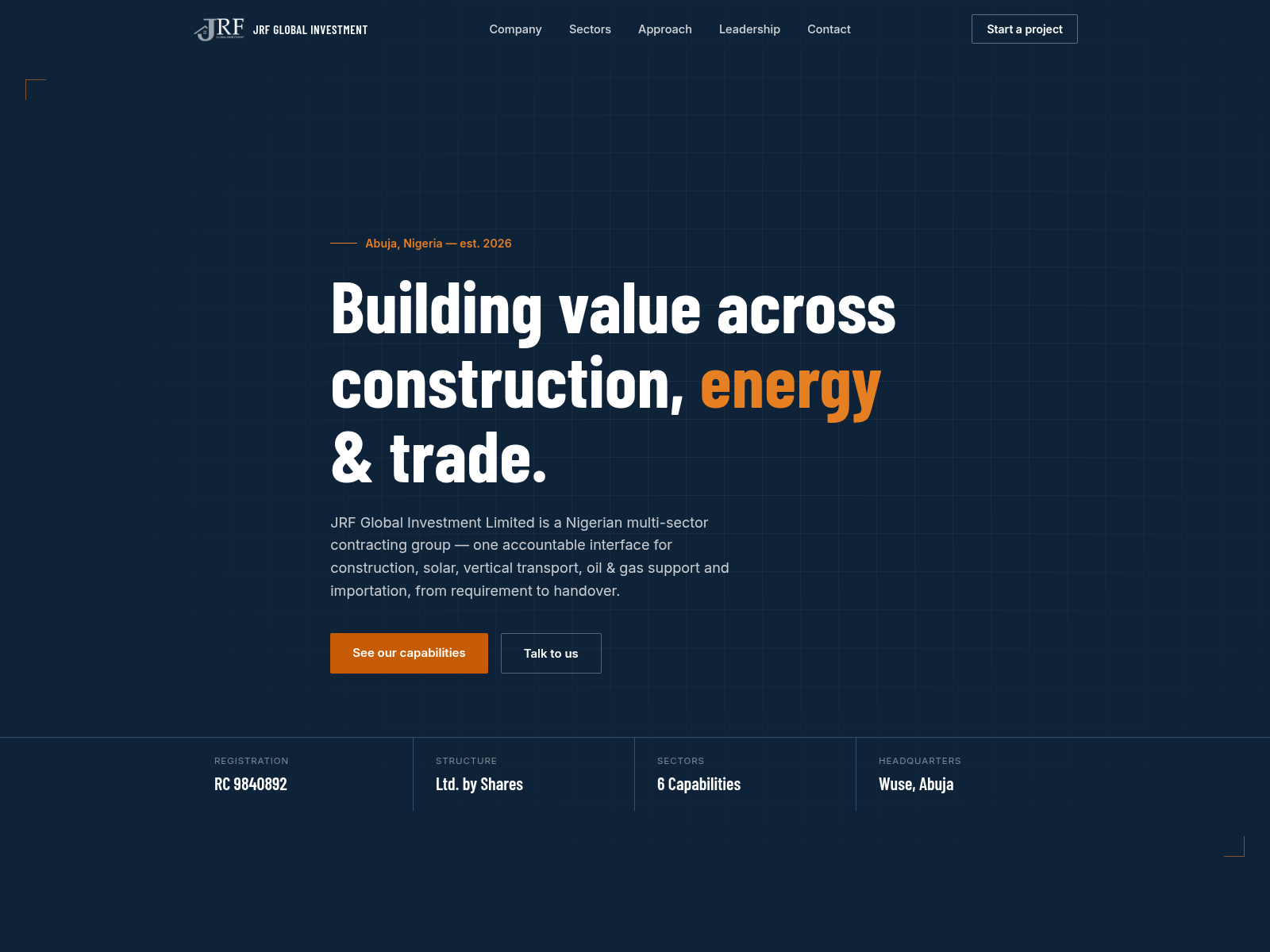 Screenshot of jrfglobals.com