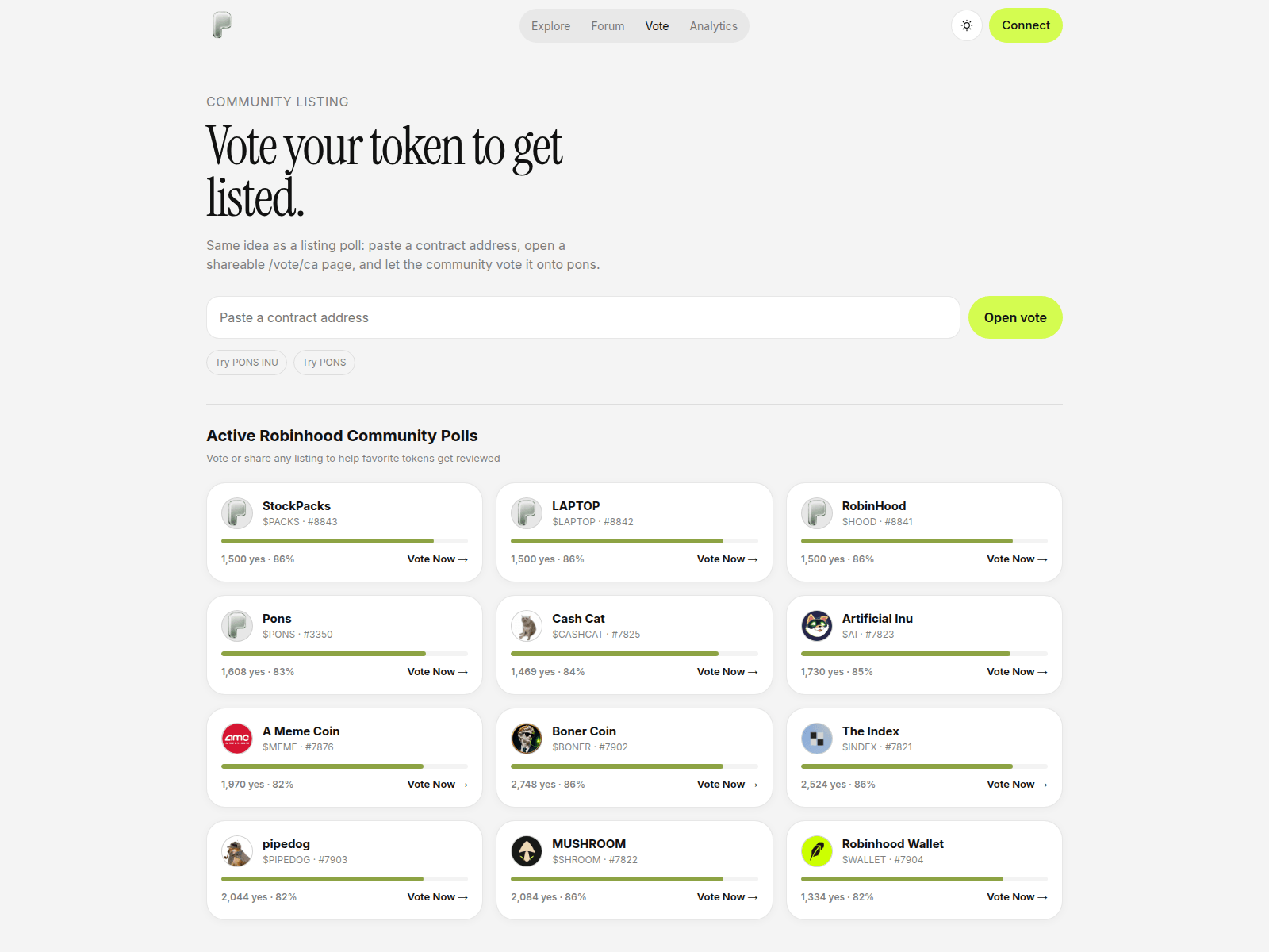 Screenshot von robinhood-votes.vercel.app