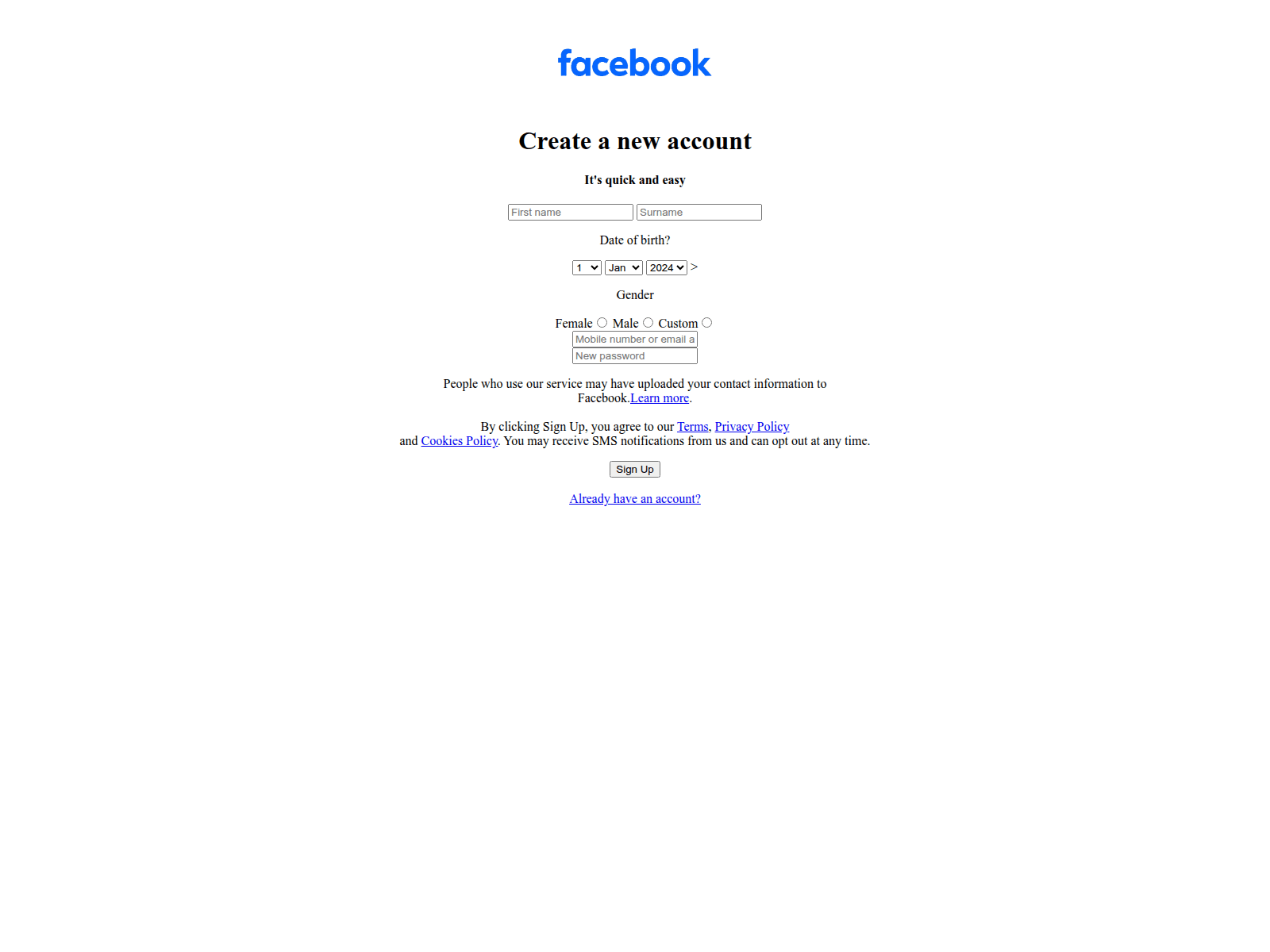 Знімок екрана facebook-signup-page-1zav.vercel.app