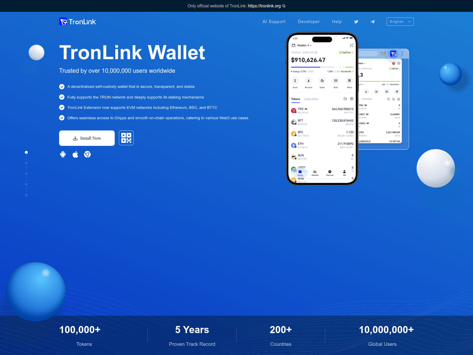 Знімок екрана tronlink-app.com