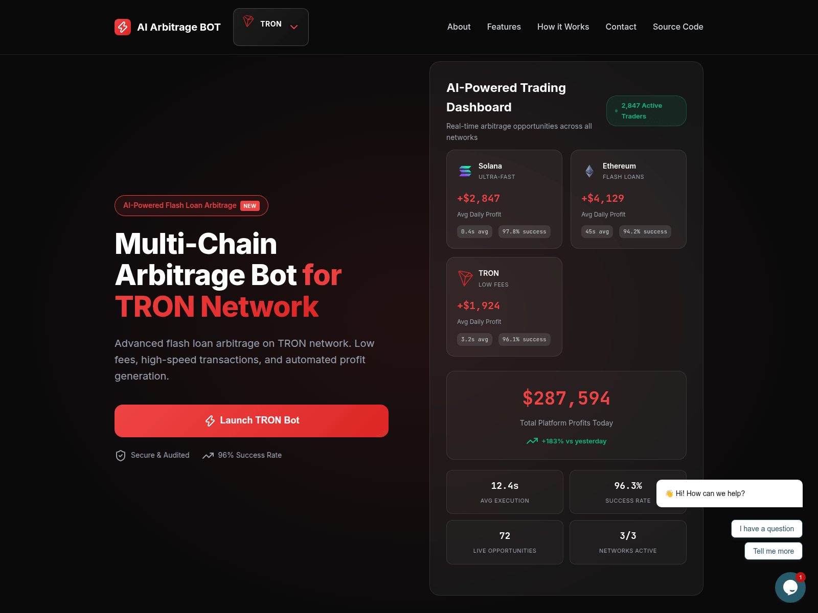 Screenshot of arbitrage-ai.exchange