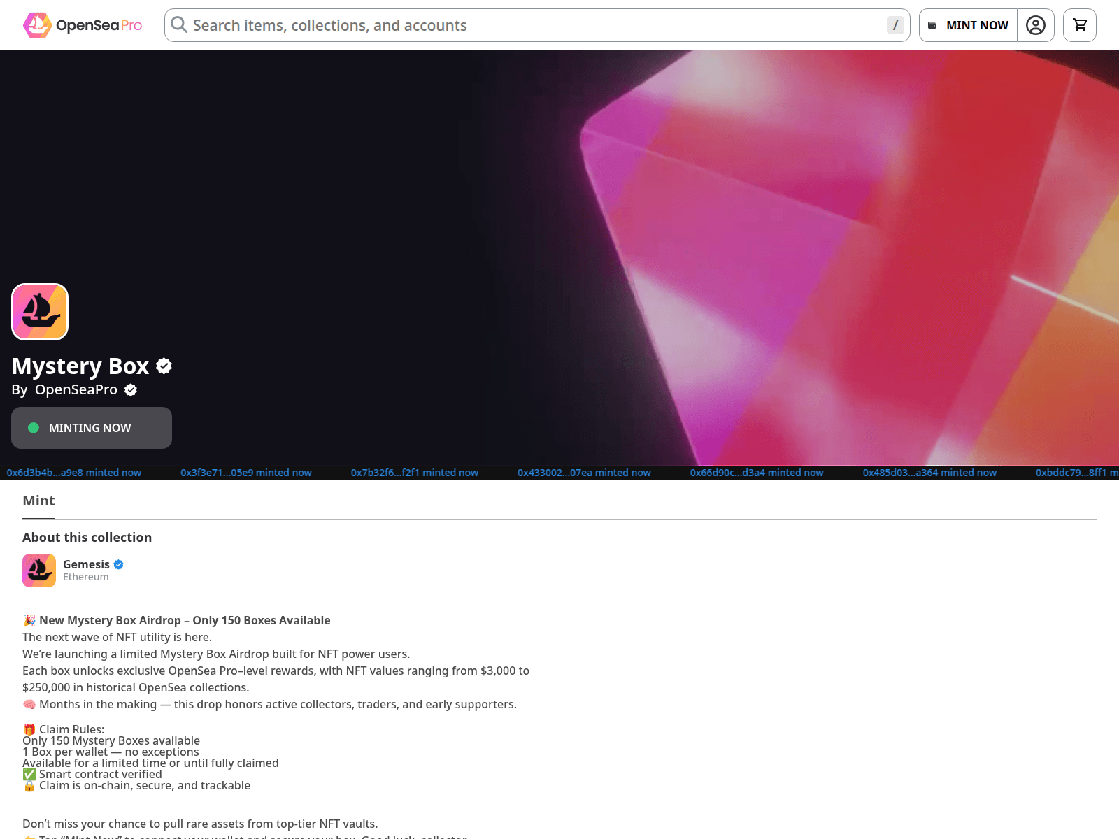 Знімок екрана exclusive-openseamints.vercel.app