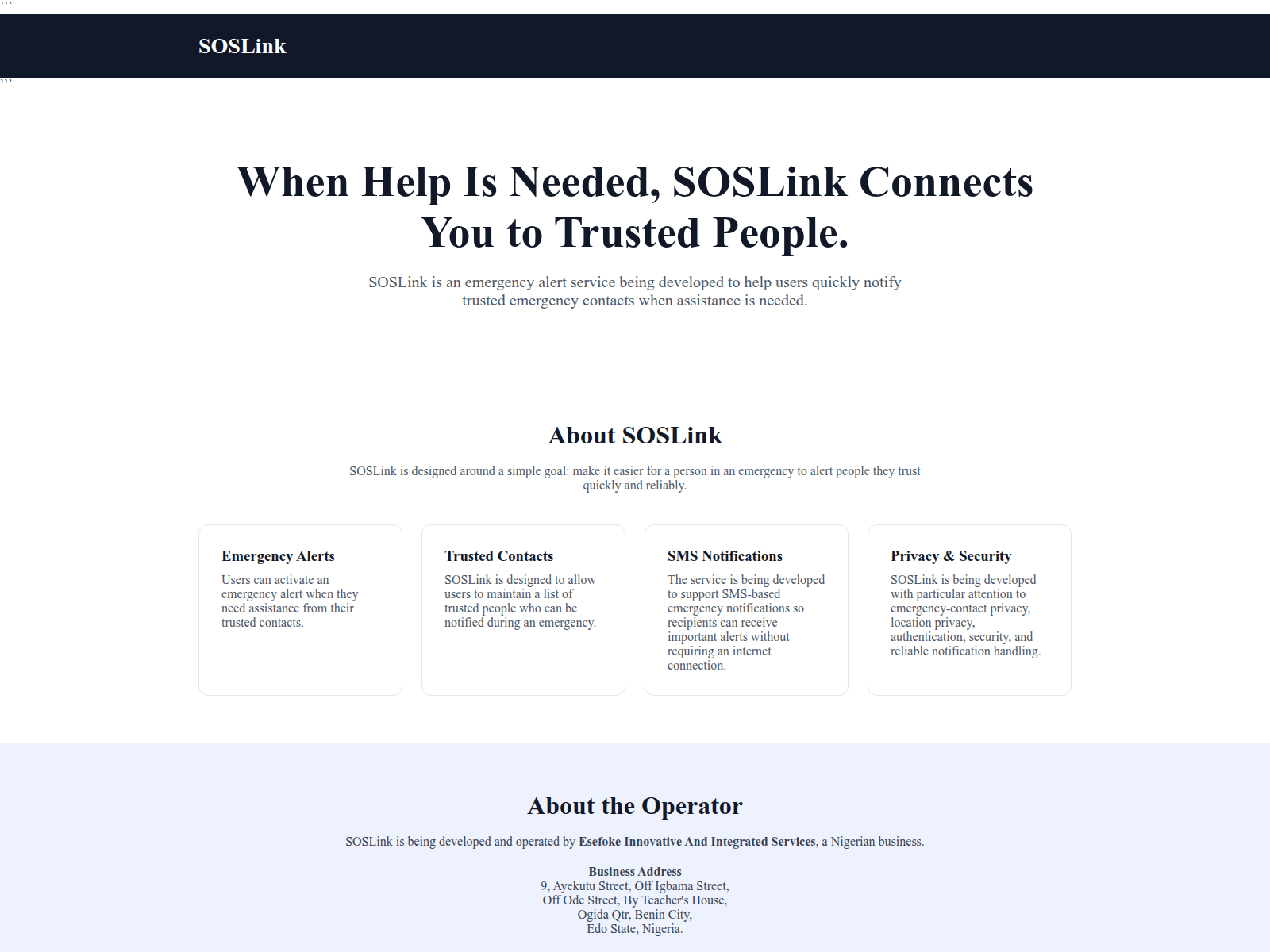Screenshot of soslink.esefoke.xyz