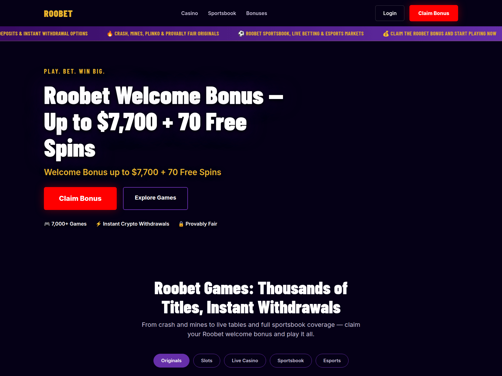 Screenshot of web-roobet.com