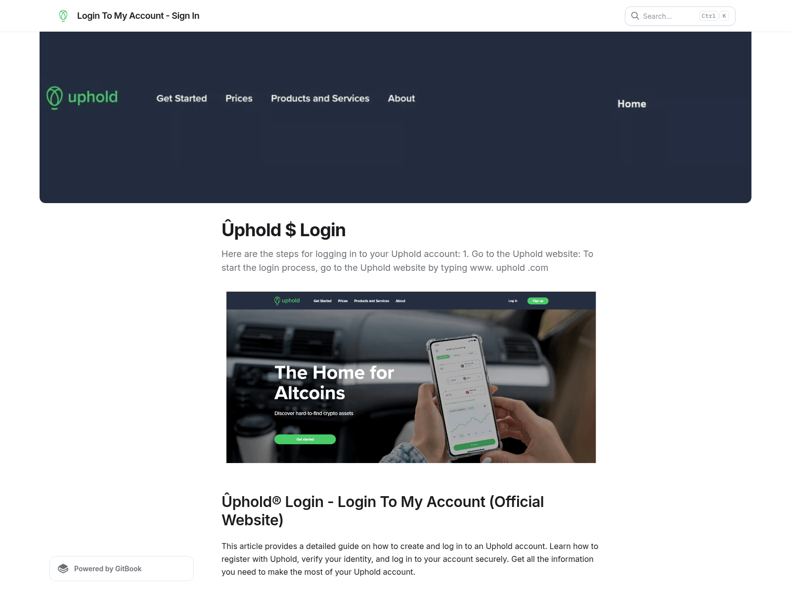 Screenshot of upholdlogeiin.gitbook.io