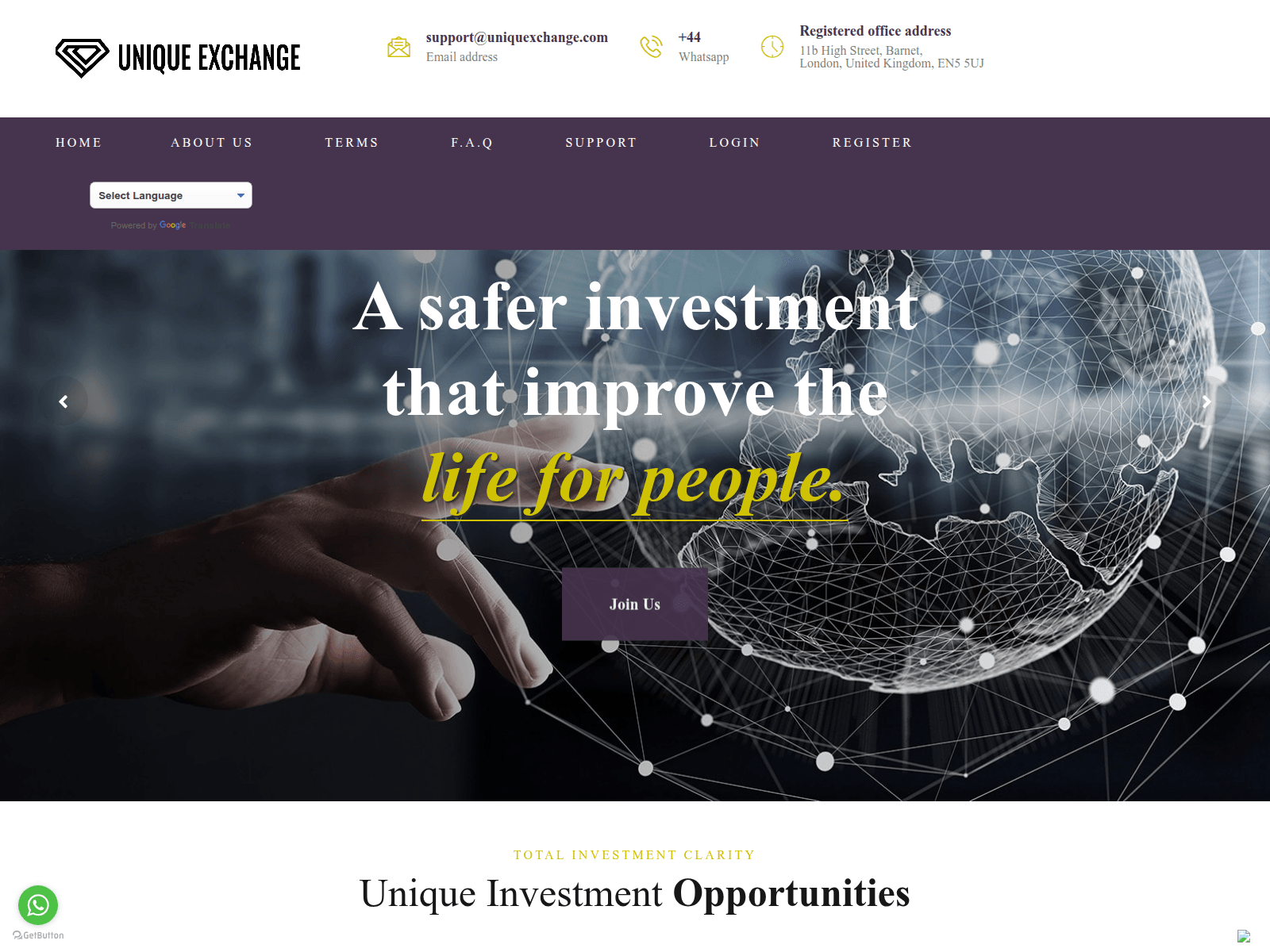 Screenshot of uniquexchange.com