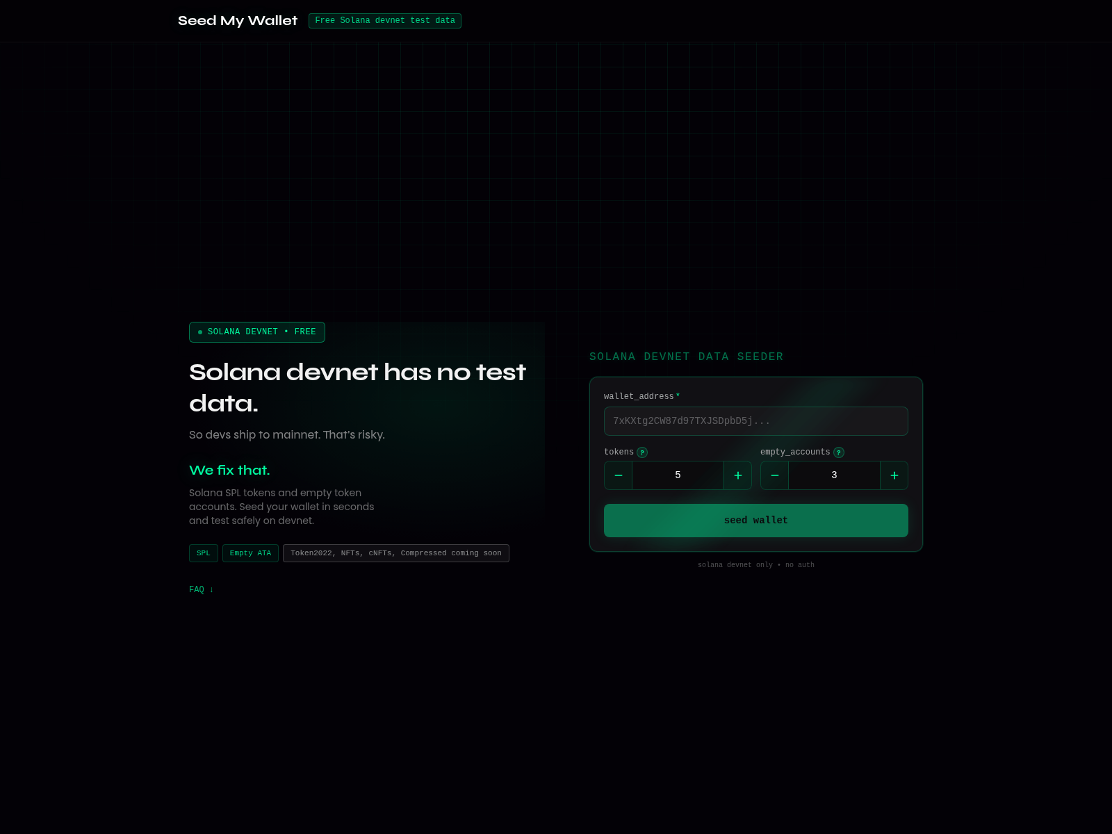 Captura de tela de seedmywallet.com