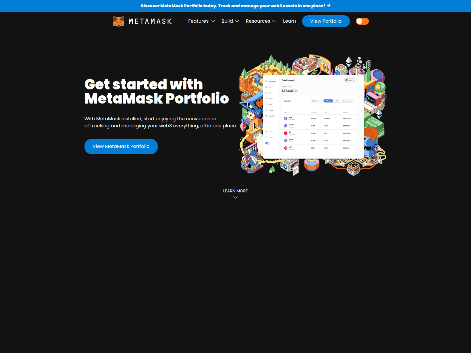 Screenshot von metamask-web.vercel.app